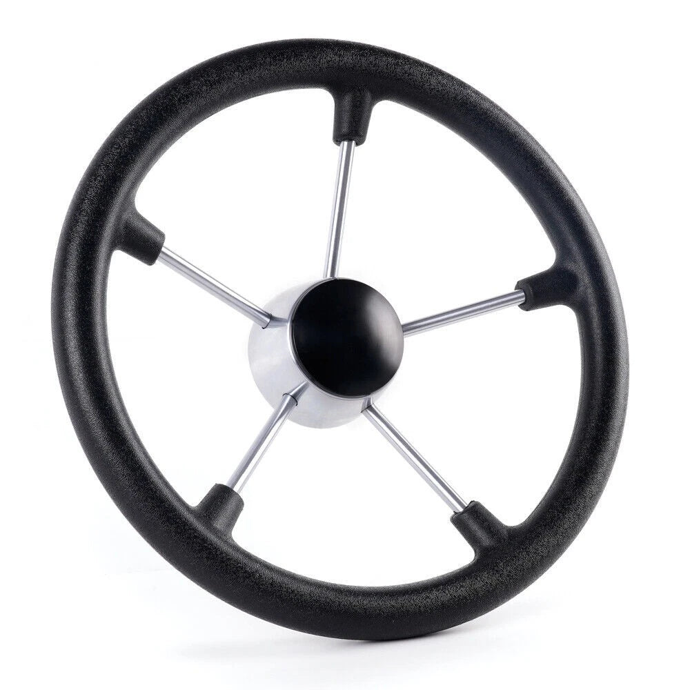 13.5" Black Stainless Steel Boat Steering Wheel for Marine Applications