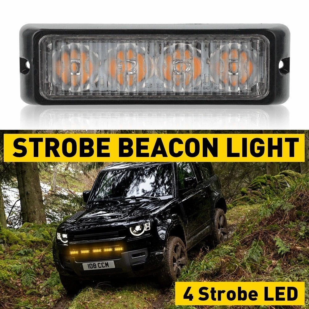1PC 4LED Amber Strobe Light for Car Hazard Flashing Warning Beacon Lamp