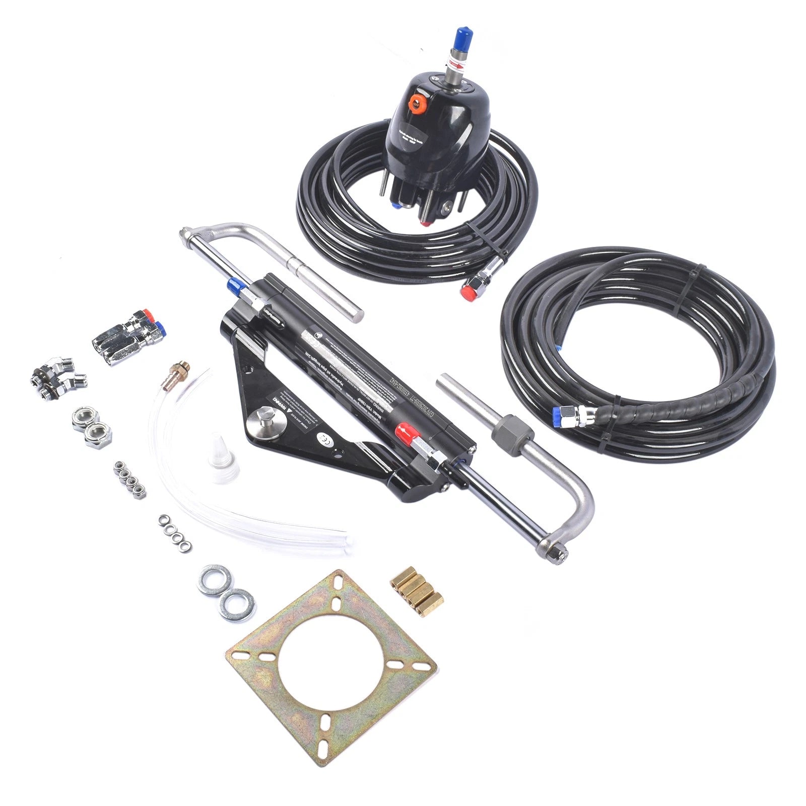 Hydraulic Outboard Steering System Kit for Single-Engine Boats (2x24FT Hose)