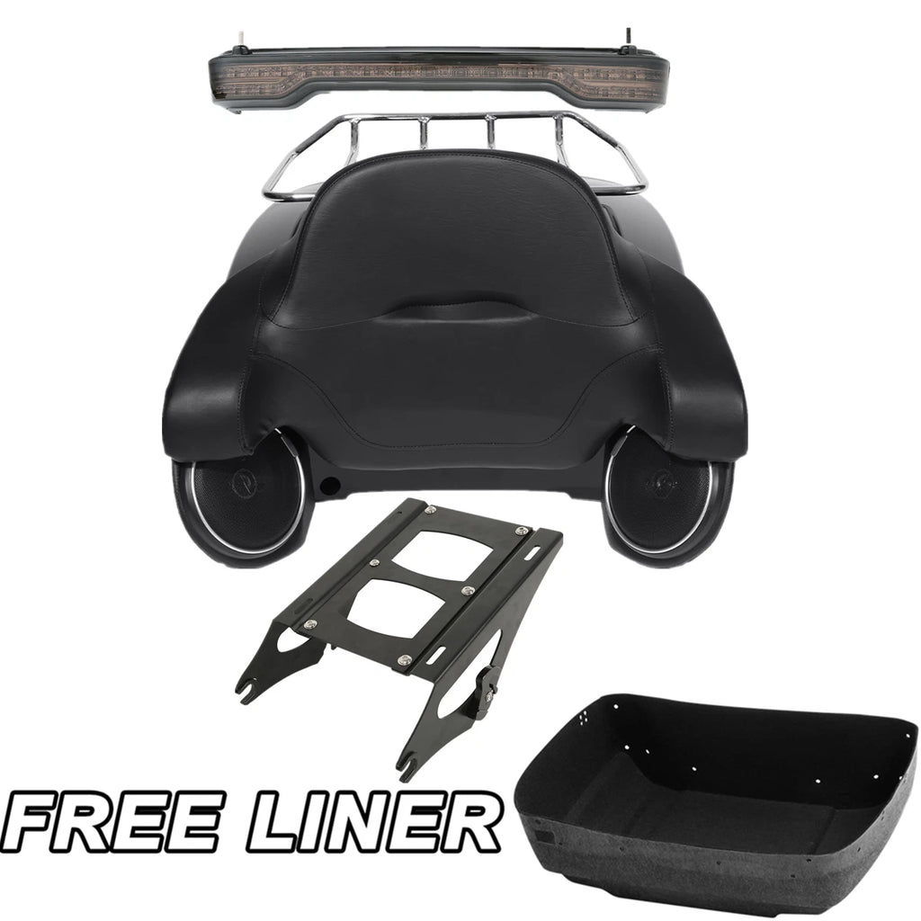 Trunk Backrest Light Speaker Mount Rack for Harley Touring (2014–2025)