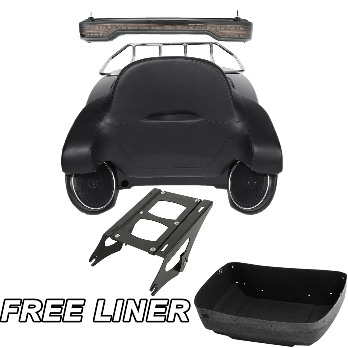 Trunk Backrest Light Speaker Mount Rack for Harley Touring (2014–2025)