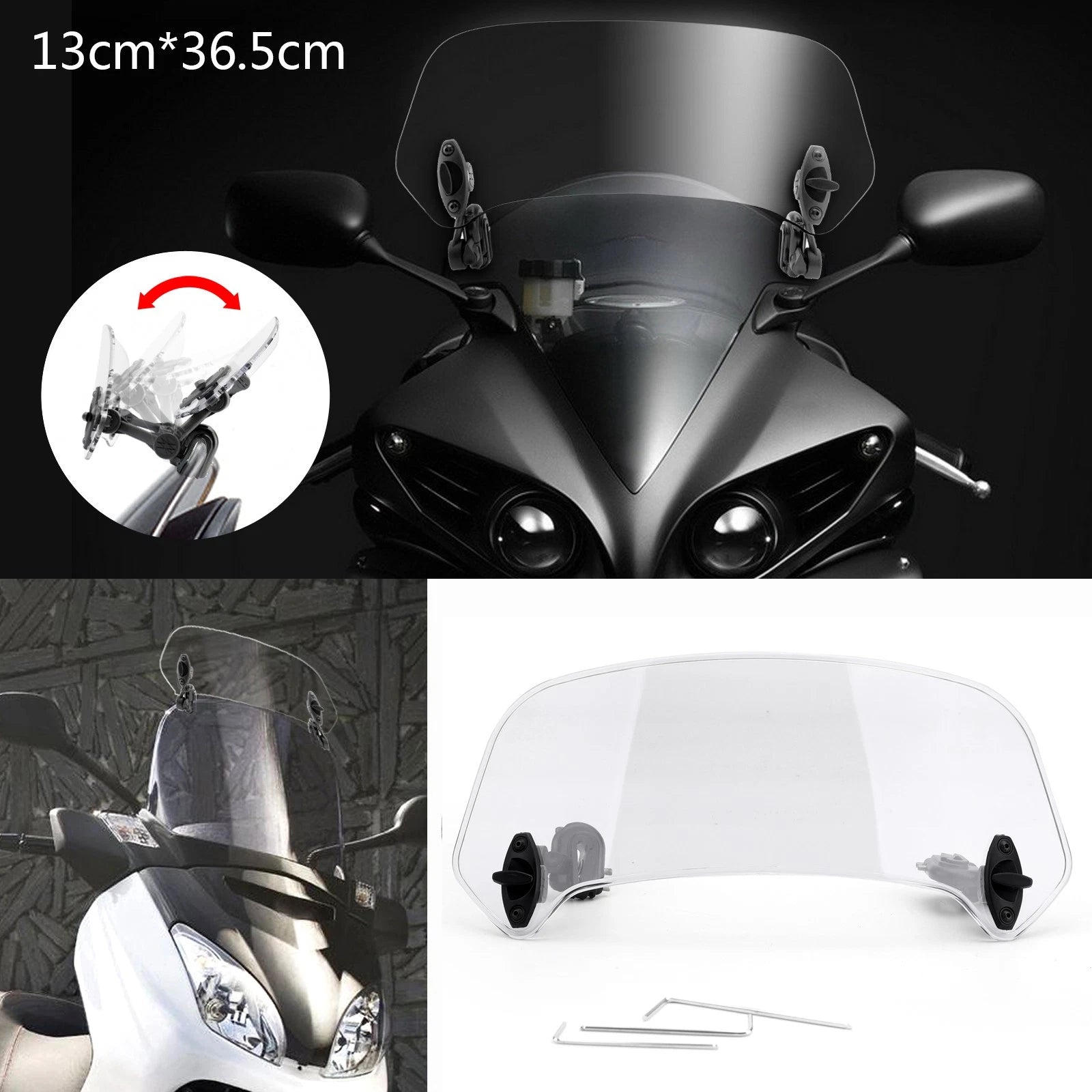 Adjustable Windshield Extension Spoiler for Motorcycle