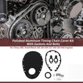 Polished Aluminum Timing Chain Cover Kit with Gaskets & Bolts for Chevy SBC (1960–2000)