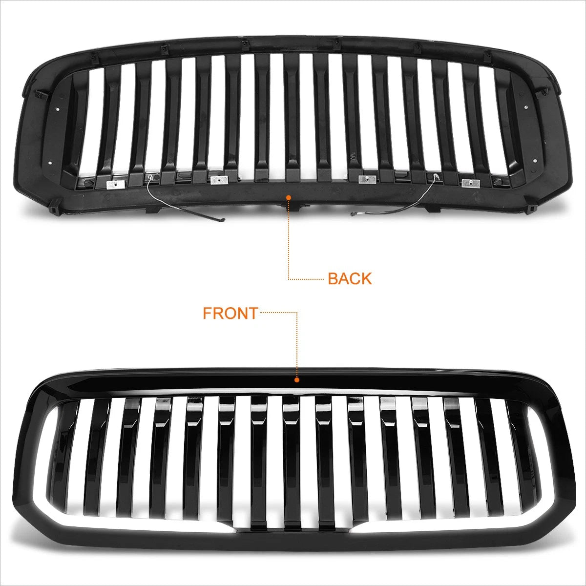 Vertical Fence Grille with LED DRL for Ram 1500 (2013–2018, 2019 Classic)