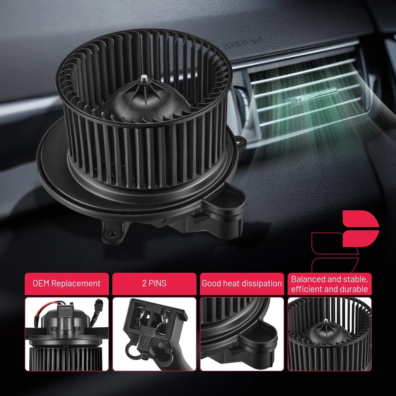 Heater Blower Motor Fan for Jeep Commander (2006–2010) Grand Cherokee (2005–2010) 5143099AA