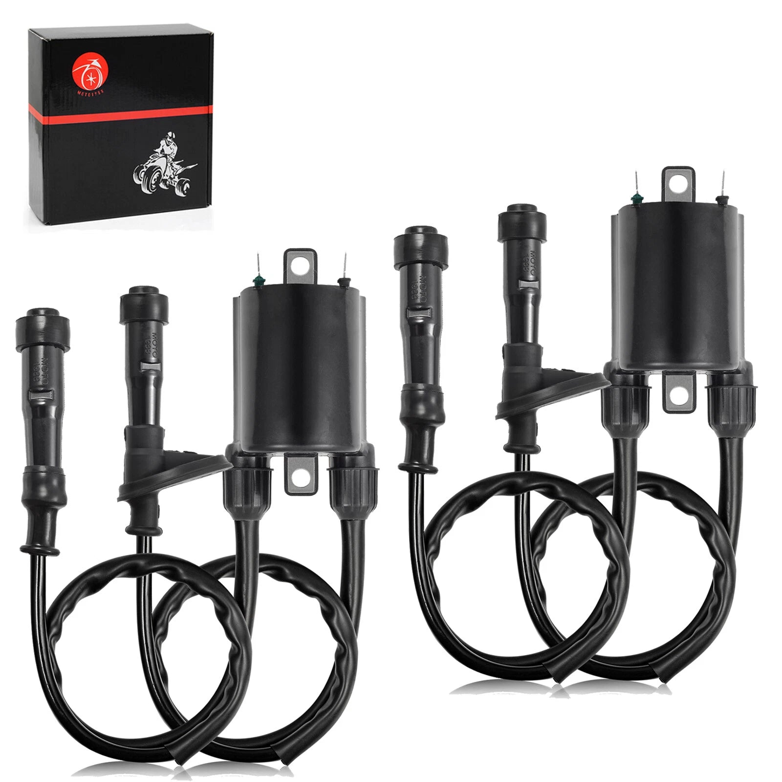 Set of 2 Ignition Coils & Spark Plug Caps for Honda Shadow ACE 750 (1998–2003)