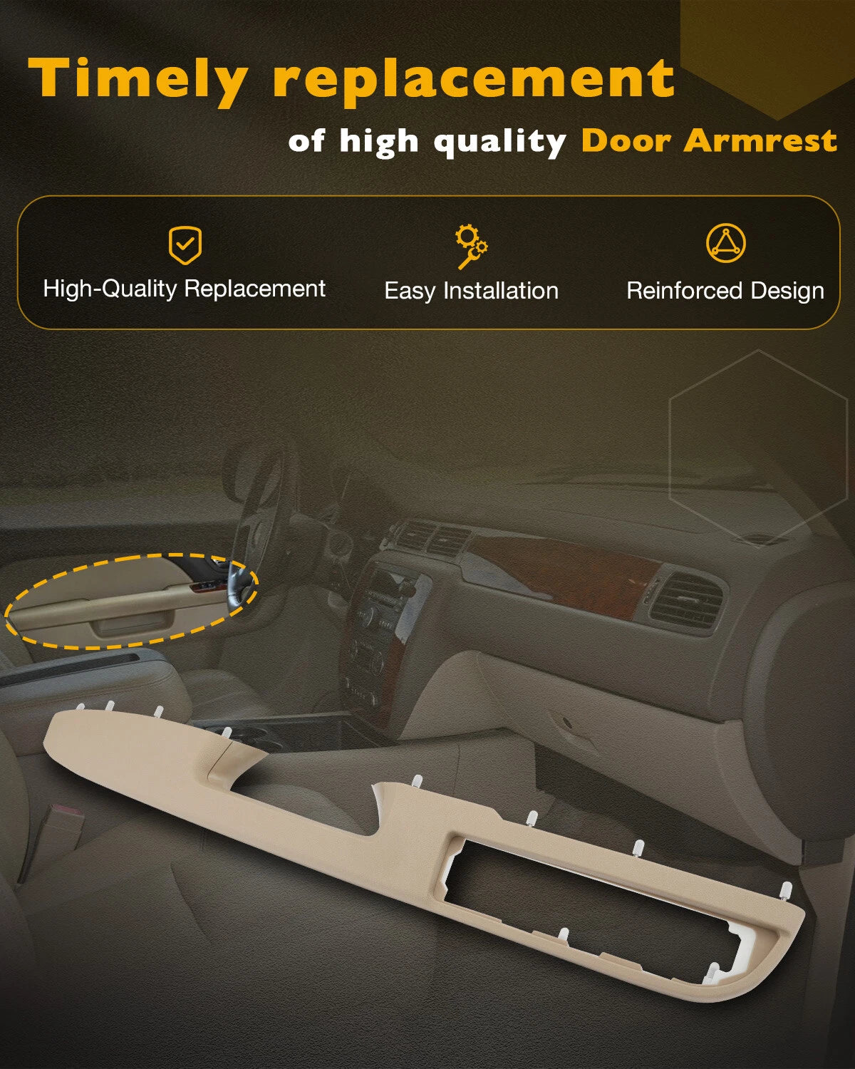 Driver Armrest Repair Set for Chevy Silverado GMC Sierra 1500 2500 3500 (2010-2014)