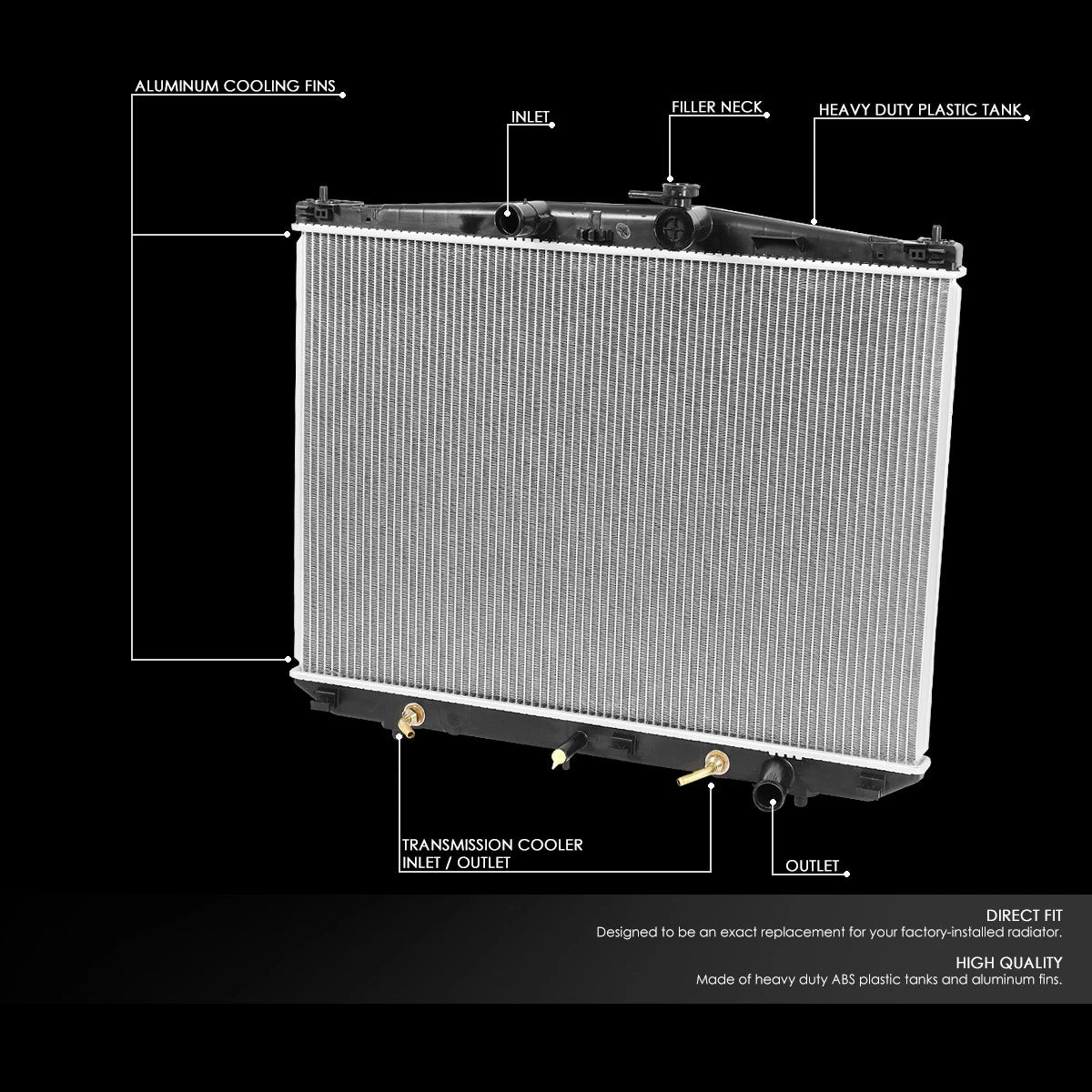 Aluminum Replacement Radiator for Toyota Highlander (2014–2018) DPI 13449