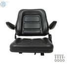 Adjustable Black Forklift Seat with Armrests & Safety Switch Universal