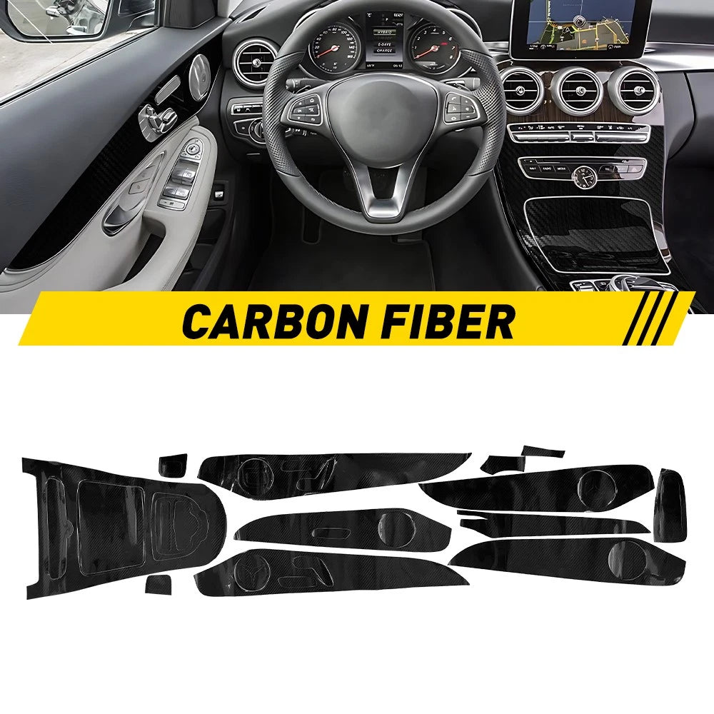 Carbon Fiber Look Interior Trim Decals for Mercedes-Benz C-Class (2015–2018)