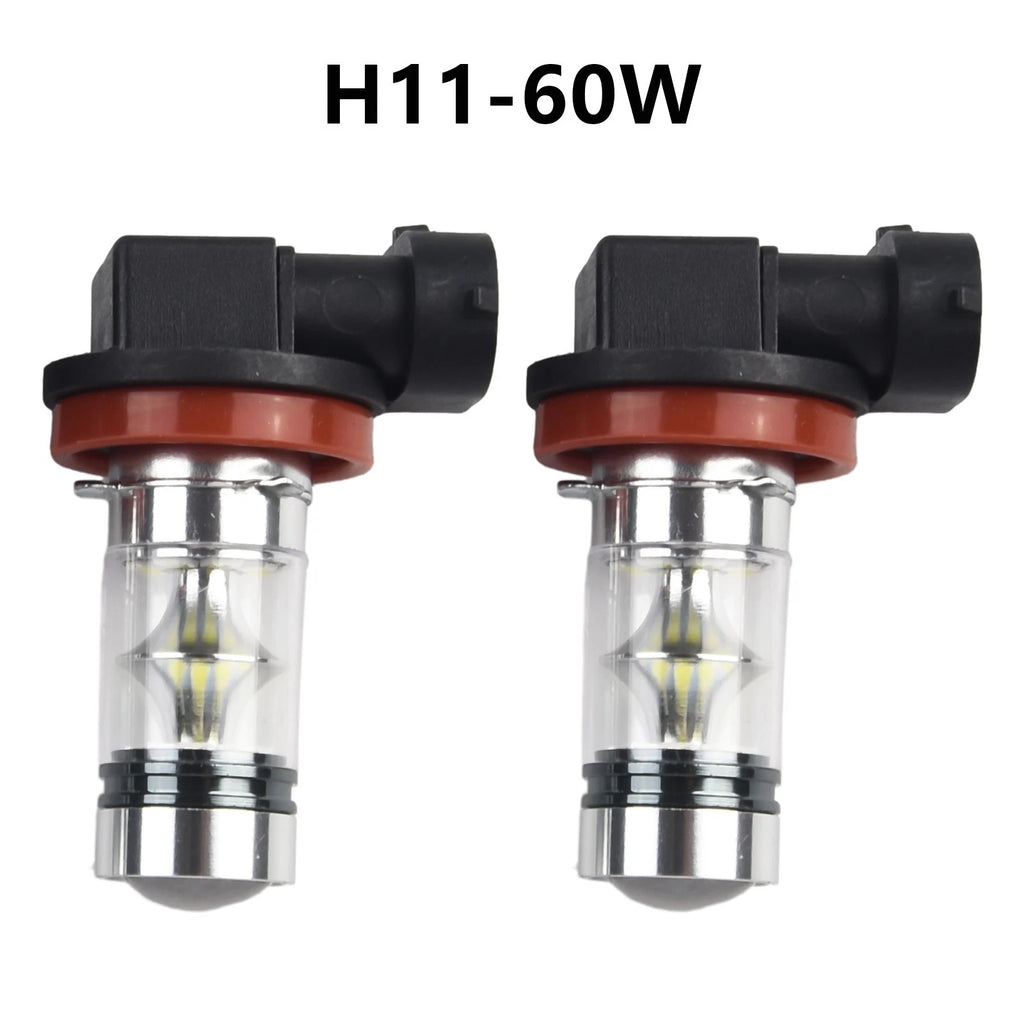 2X H11 H8 LED Bulbs 10000K 6500K White 60W for Driving Fog Lights