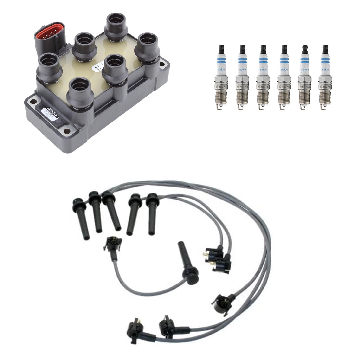 Set of 6 Denso Ignition Coil Wires & Bosch Iridium Spark Plugs for Contour MPV (1995–2000)