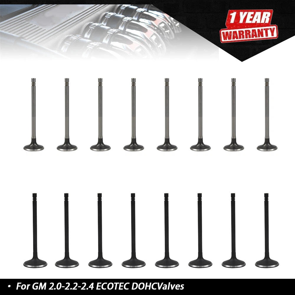 Set of 16 Engine Valves for GM ECOTEC 2.0 2.2 2.4 DOHC (2000–2023)