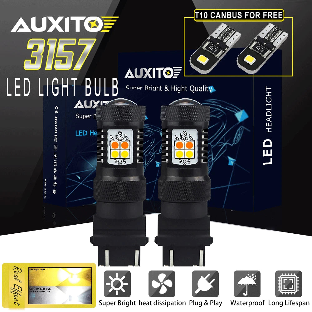 2X 3157 LED Dual Color Amber/White Switchback Bulbs for [Make Model] (YYYY–YYYY)