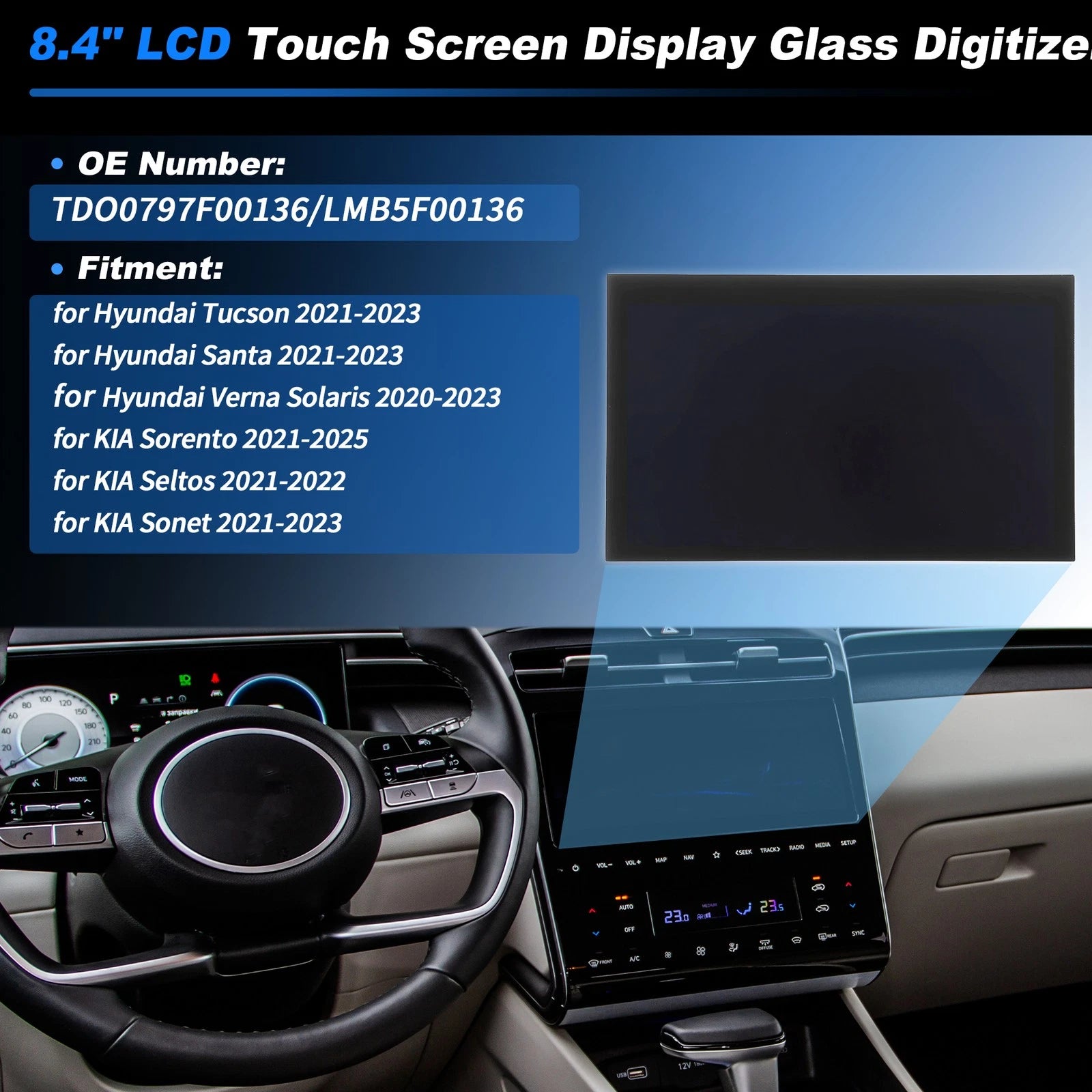 8" LCD Touch Screen Glass Digitizer for Hyundai Tucson (2021–2023) TDO0797F00136