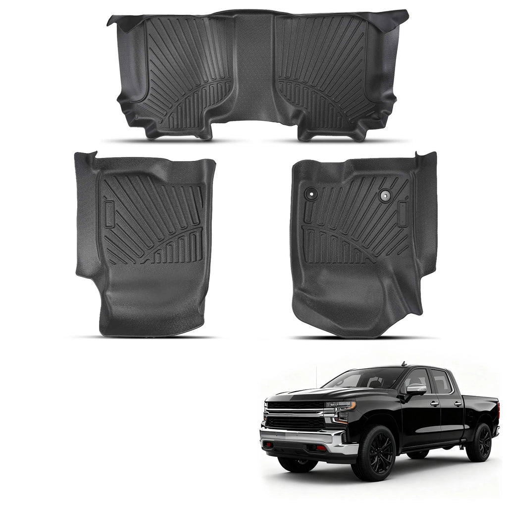 TPE Floor Mat Liners for GMC Sierra, Chevrolet Silverado (2019–2025) Waterproof