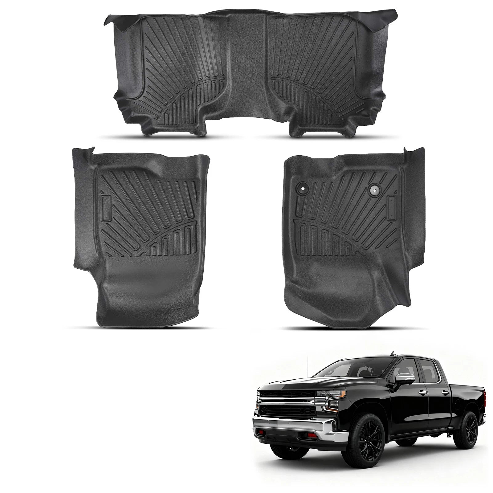 TPE Floor Mat Liners for GMC Sierra, Chevrolet Silverado (2019–2025) Waterproof