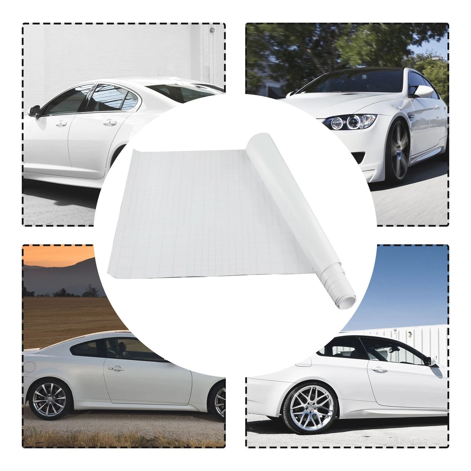 Gloss White Vinyl Film Car Sticker 30x150cm UV-Resistant
