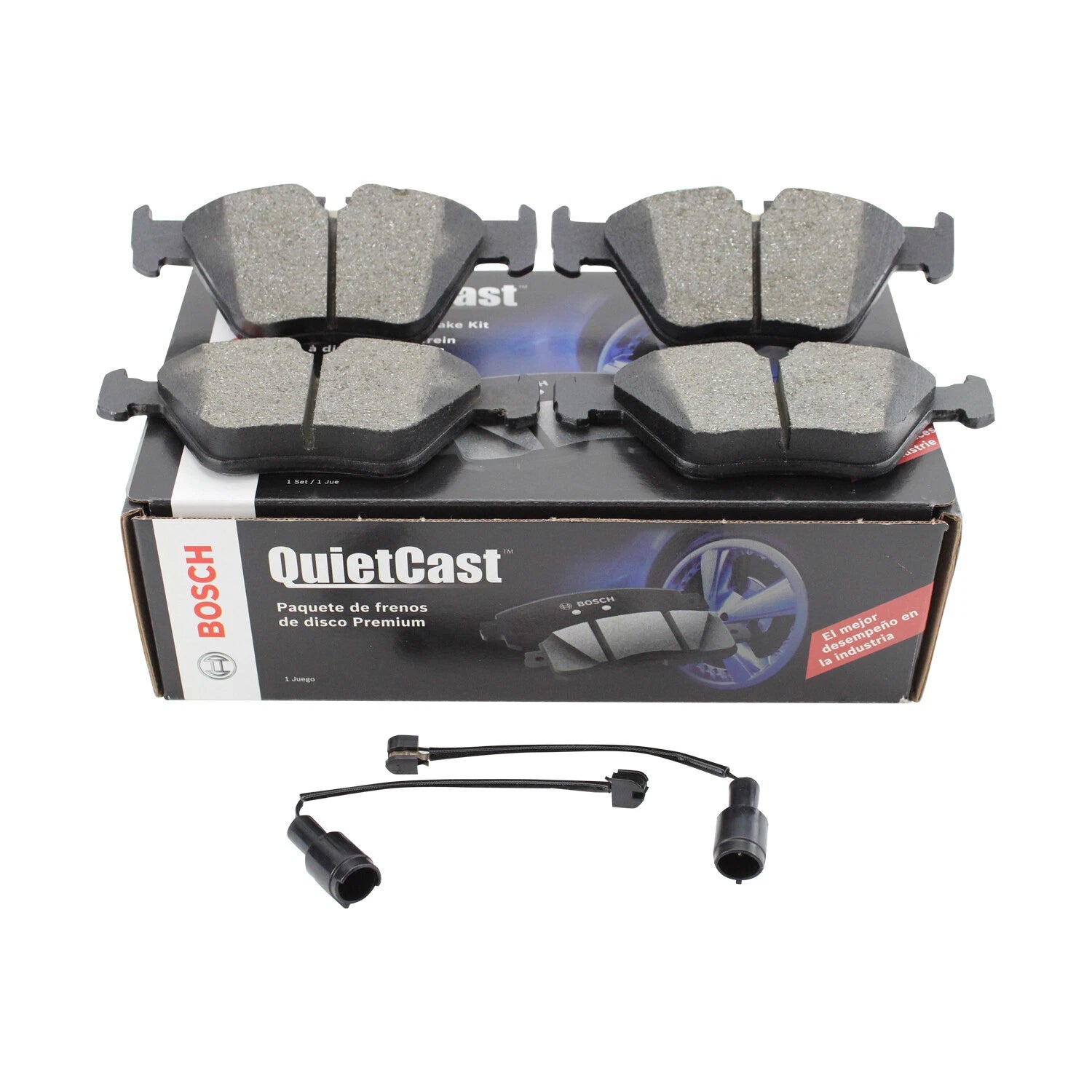 Set of 4 Bosch QuietCast Front Ceramic Brake Pads with Sensor for BMW E46 E83 E85 E86