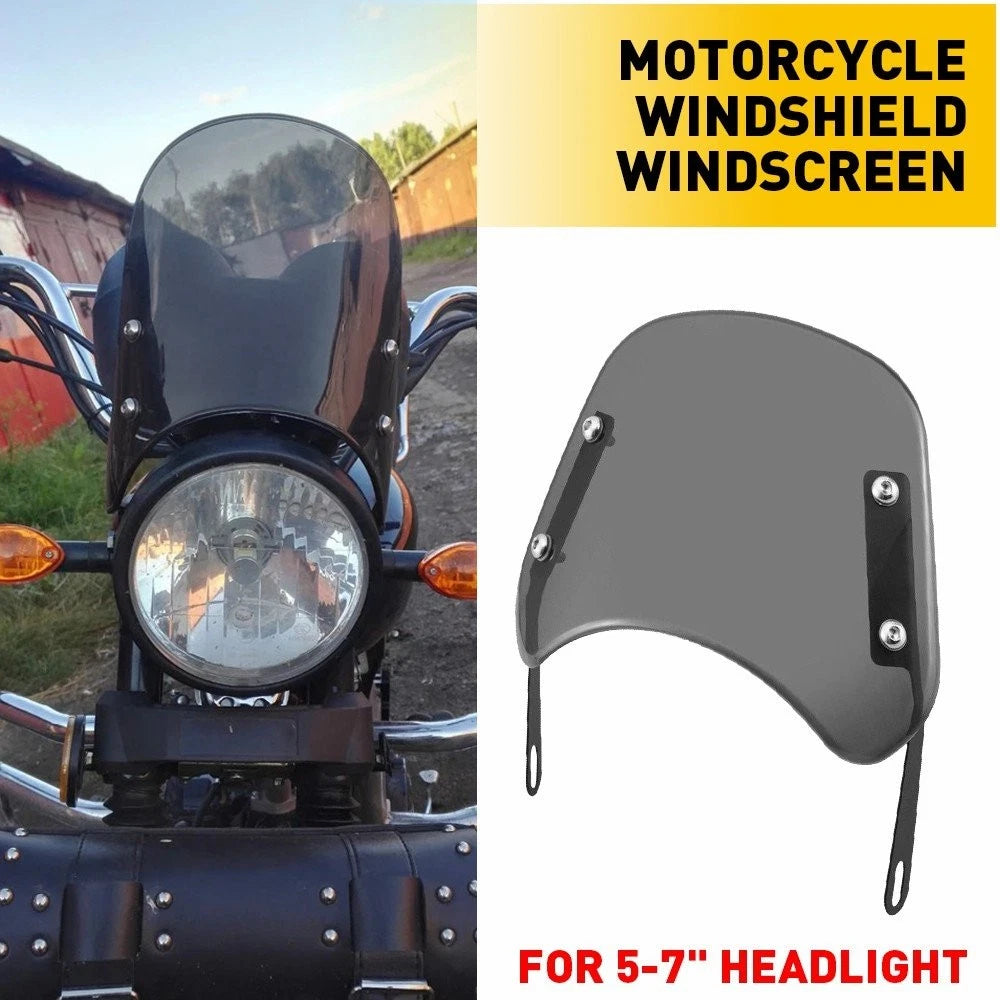5-7" Motorcycle Smoked Headlight Windshield Fairing Windscreen Shield