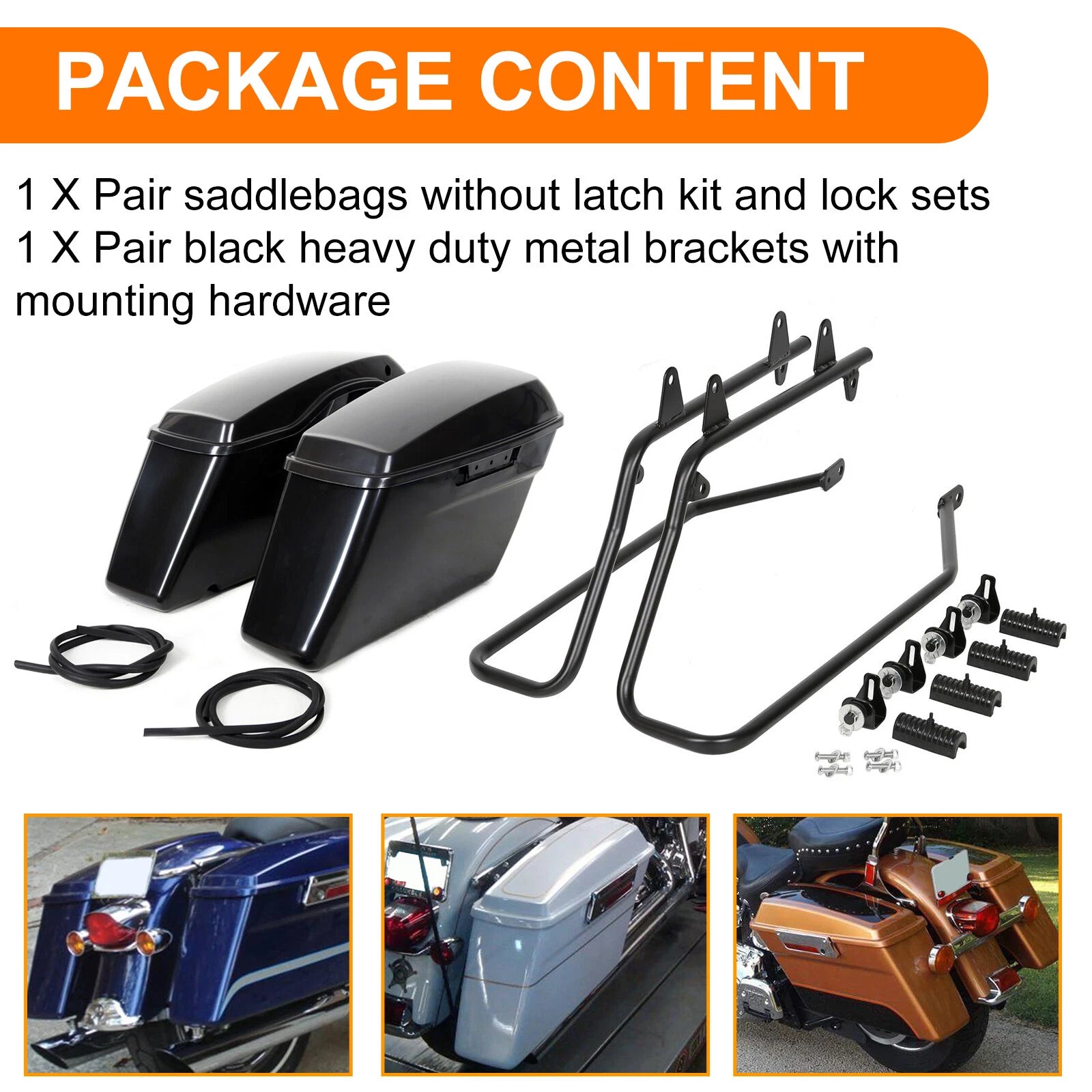 Hard Saddlebags with Conversion Brackets for Harley Heritage Softail