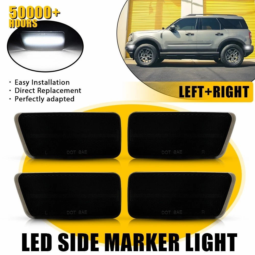 Set of 4 Smoked White LED Marker Lights for Ford Bronco Sport (2021–2023)