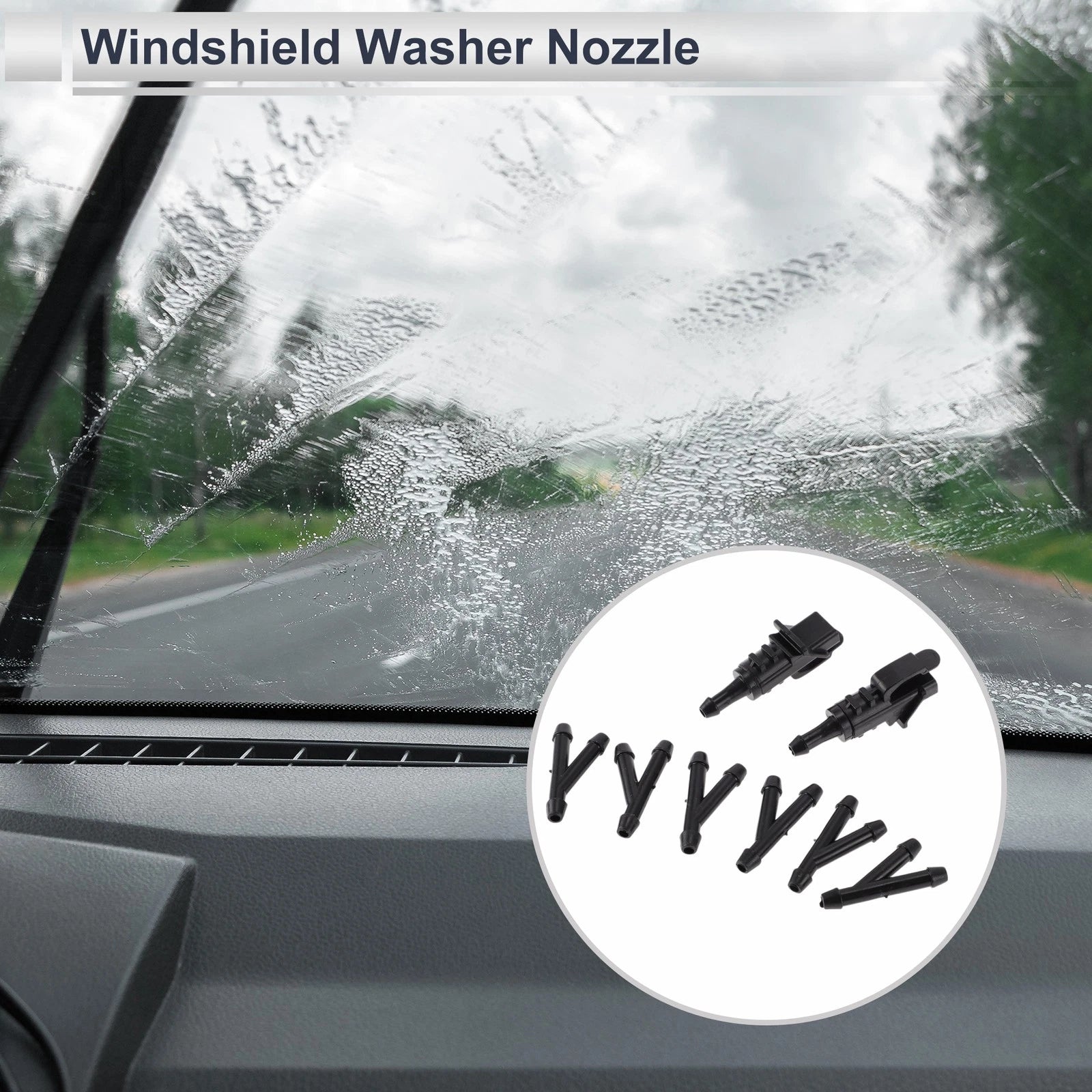 Set of 6 Windshield Washer Nozzles w/ Hose Connector for Kia (No. 986302L100)