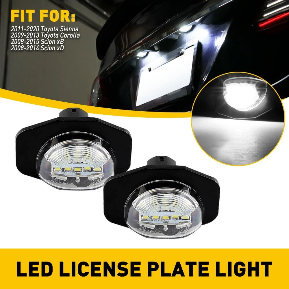 Set of 2 LED License Plate Lights for Scion xD xB, Toyota Sienna, Corolla