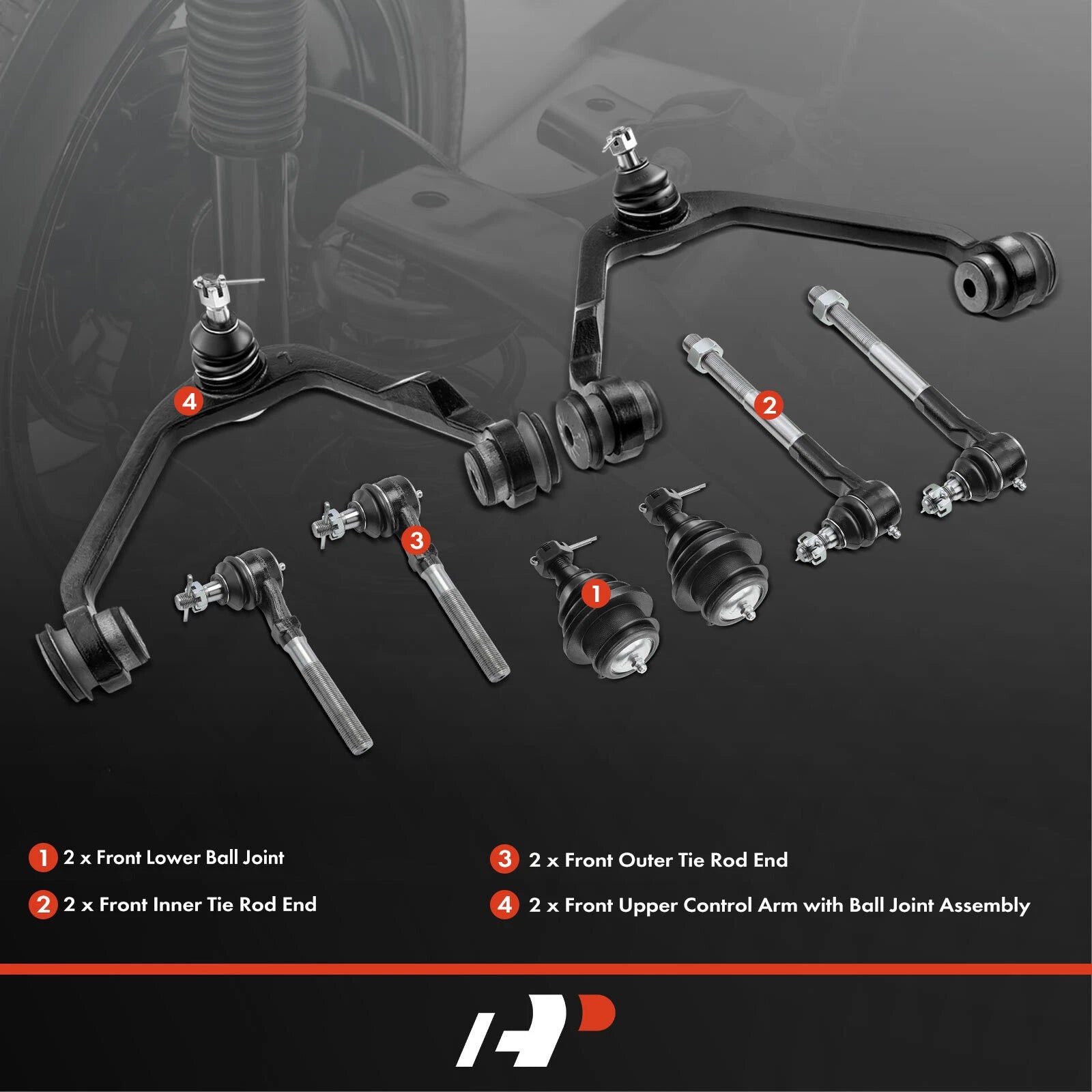 Set of 8 Front Control Arm Tie Rods for Ford F-150 F-250 (1997–2003)