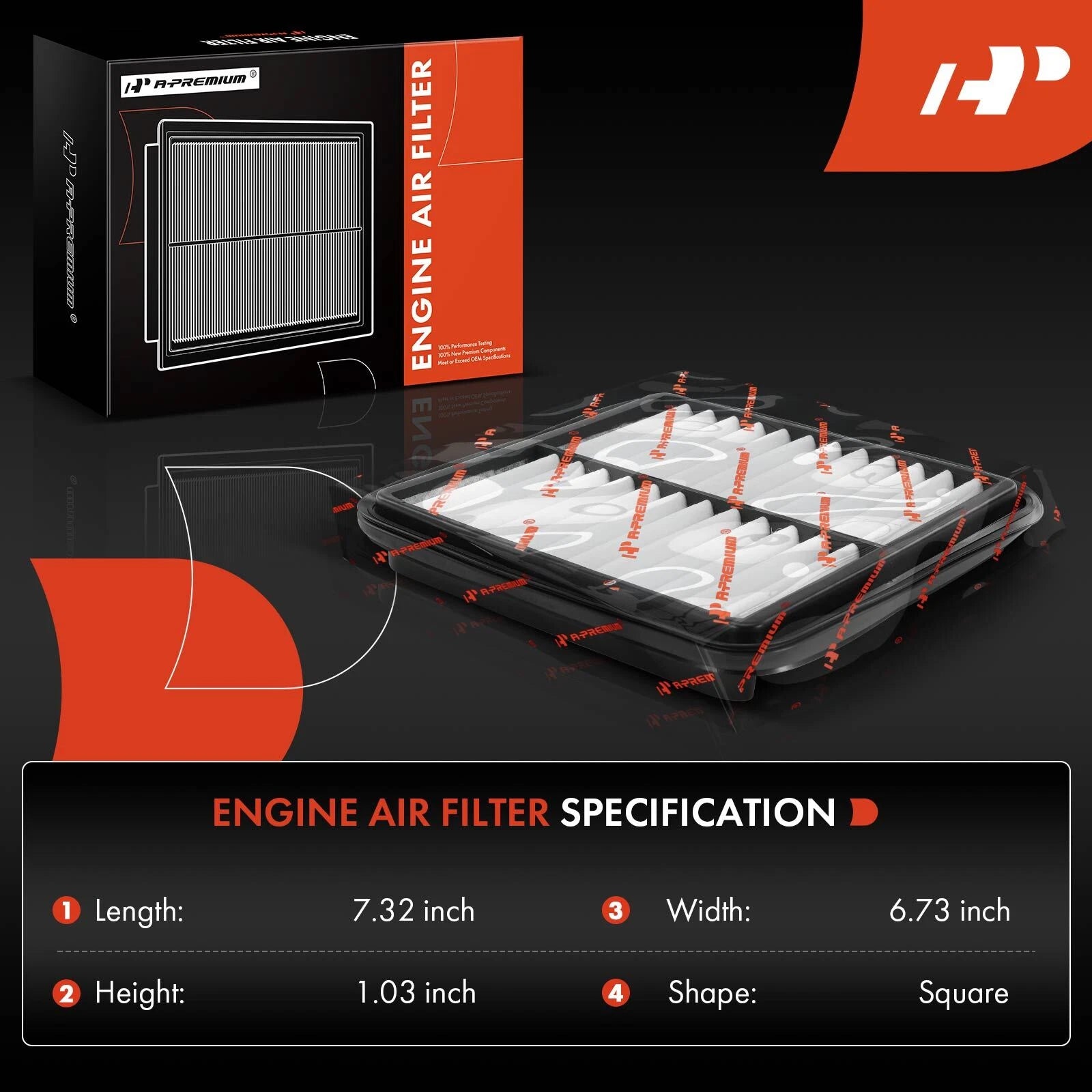 Engine Air Filter for Toyota Prius (2001-2003) L4 1.5L Rigid Panel