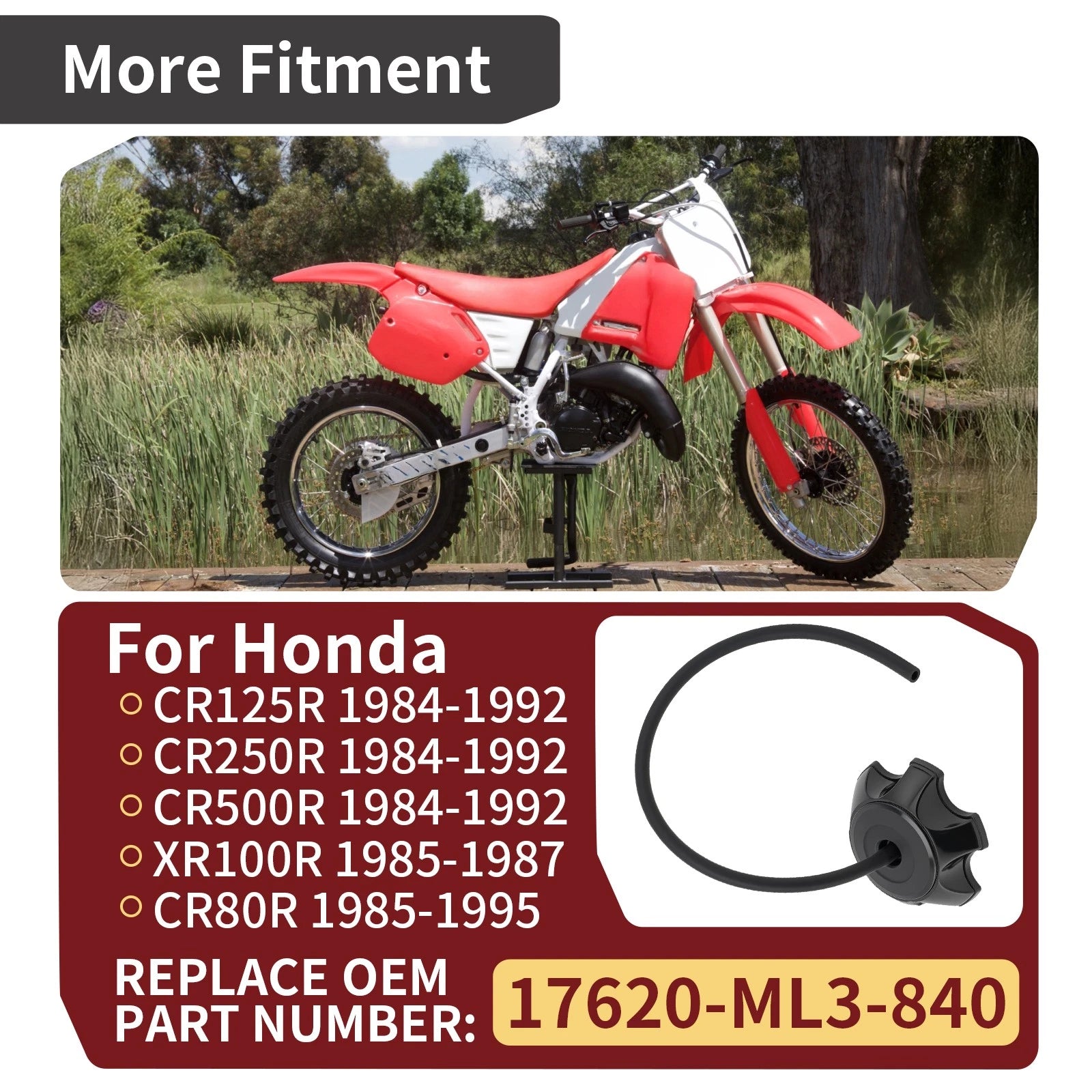 Fuel Tank Gas Cap for Honda CR500R CR250R CR125R (1984–1992) 17620-ML3-840
