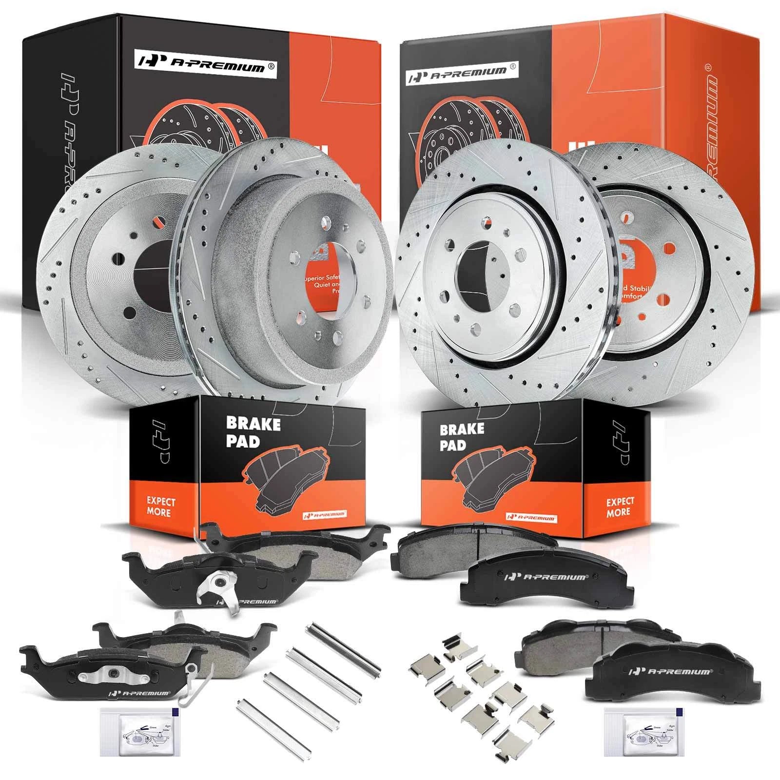 Set of Drilled Rotors & Brake Pads for Ford F-150 (2010–2011)