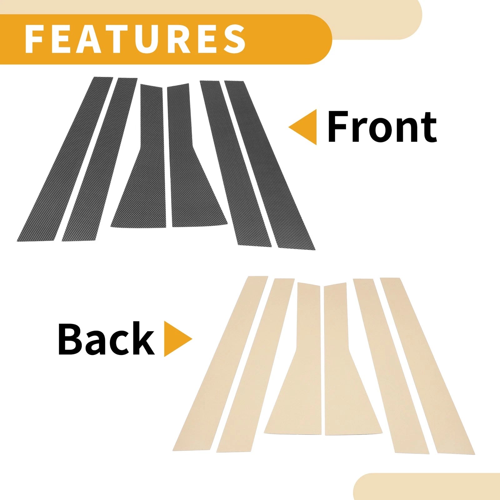 Set of 6 Door Pillar Window Trim for Subaru Forester (Carbon Fiber)