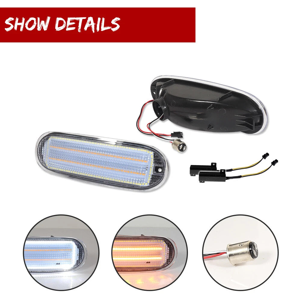 Clear Switchback LED Turn Signal Corner Lights for VW Beetle (1998–2005)