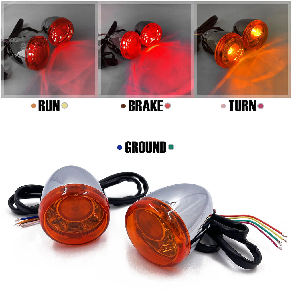 Amber LED Running Brake Turn Signal Indicator Light for Harley XL 883 1200 (1992–2017)