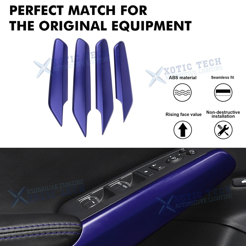 4X Blue Interior Window Switch Armrest Cover Trim for Honda Civic (2022-2026)