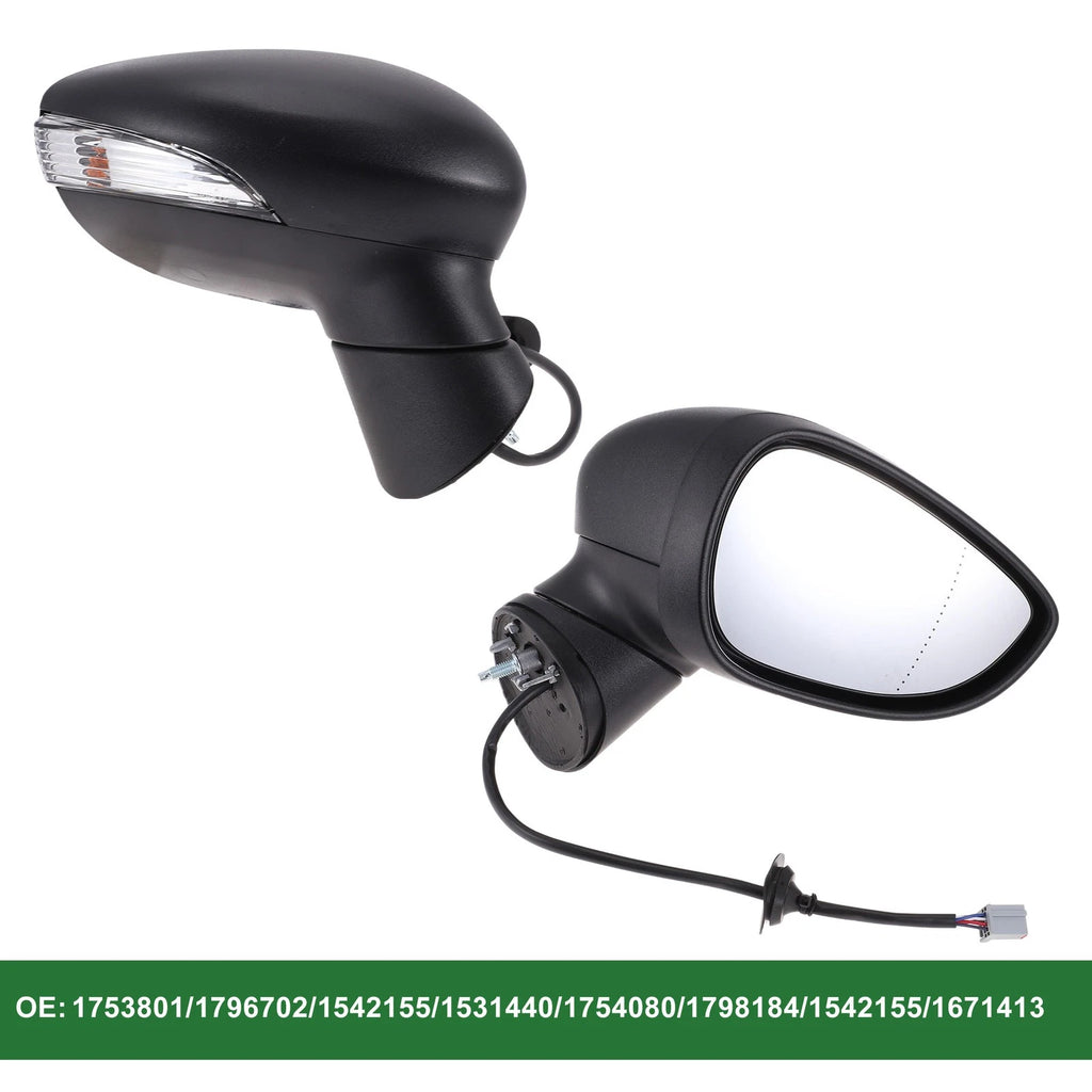 Right Side Door Mirror for Ford Fiesta Mk7 (2013–2019) Electric Adjust Black