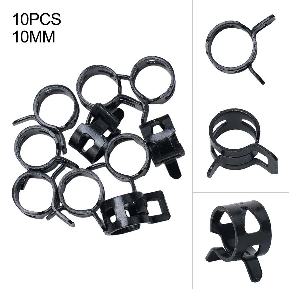 Set of 10 Spring Hose Clamps for Fuel Hose 8-16mm (Self Clamping)