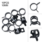 Set of 10 Spring Hose Clamps for Fuel Hose 8-16mm (Self Clamping)