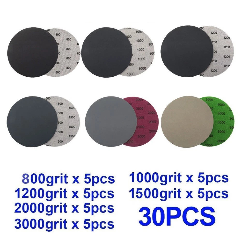 Set of 30 Waterproof Wet/Dry Sandpaper 5" (125mm)