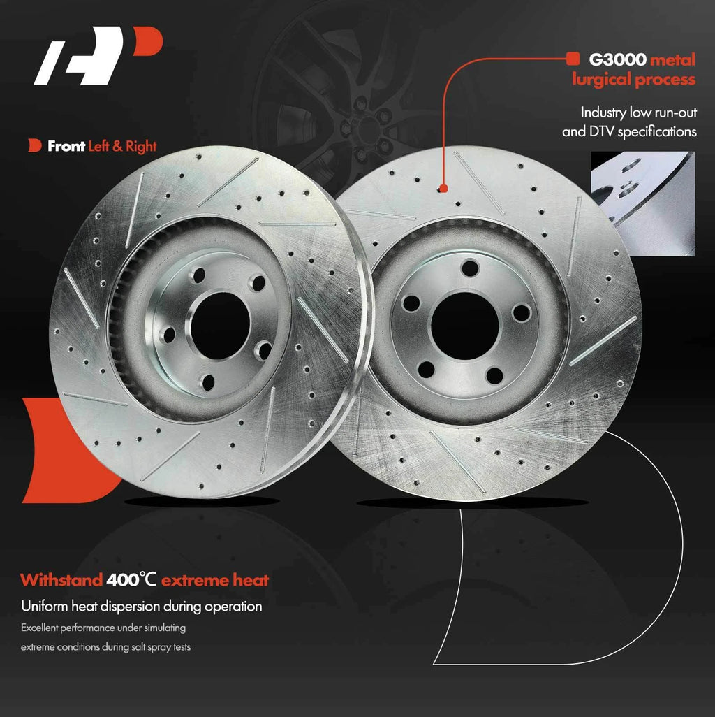 6x Front Drilled Brake Rotors + Ceramic Pads for Ford Police Responder (2013–2020)
