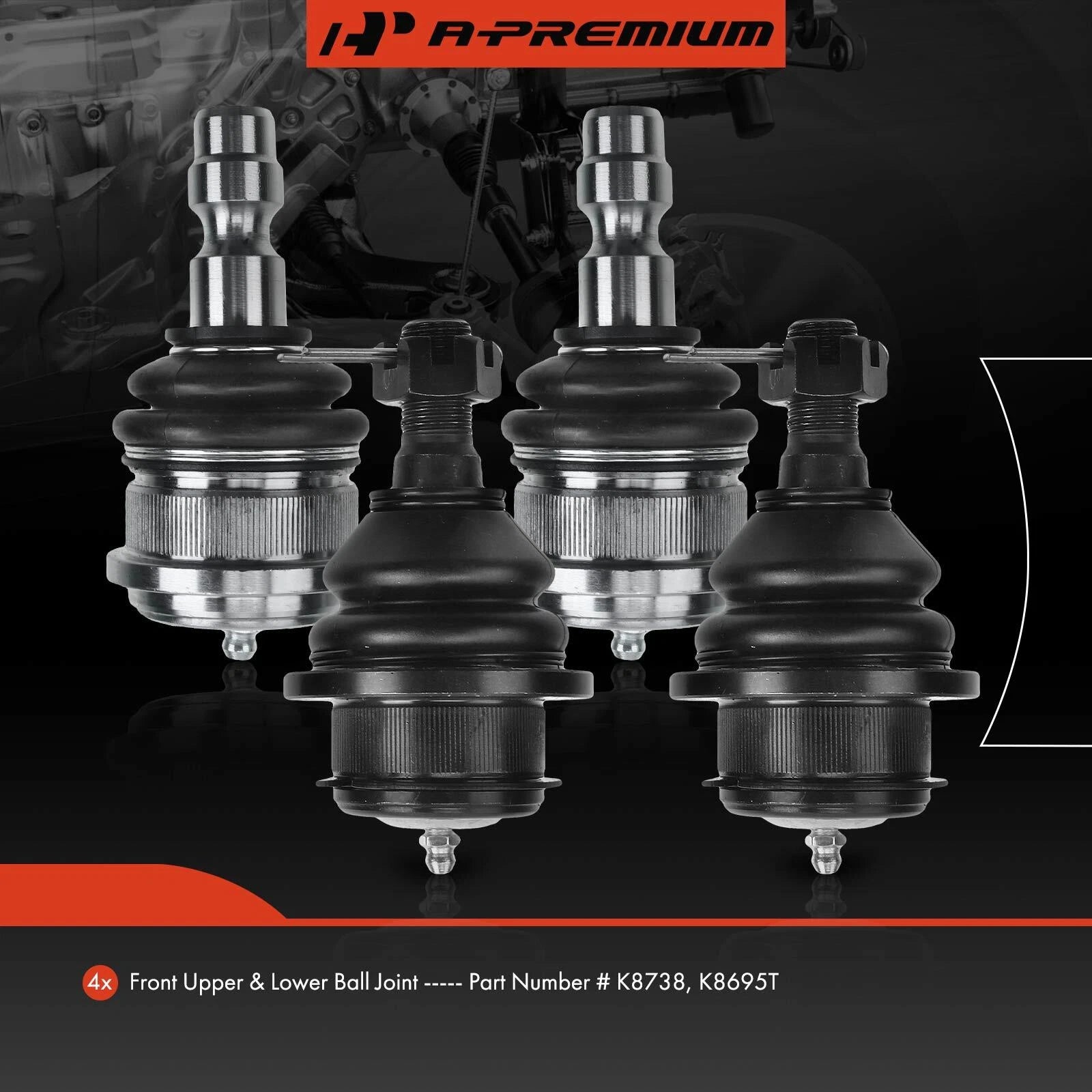 Set of 4 Front Lower & Upper Ball Joints for Ford Ranger (1998–2001)