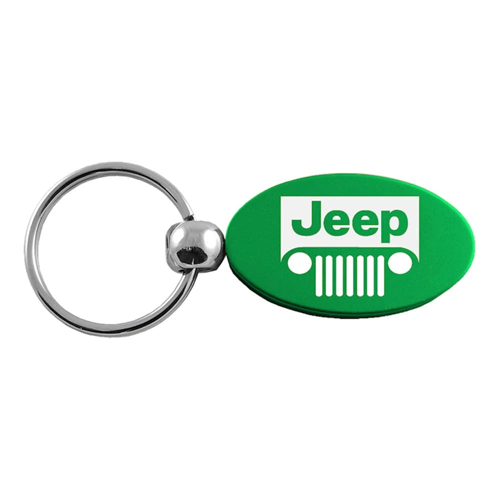 Grille Logo on Green Oval Keychain - Officially Licensed for Jeep