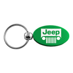 Grille Logo on Green Oval Keychain - Officially Licensed for Jeep
