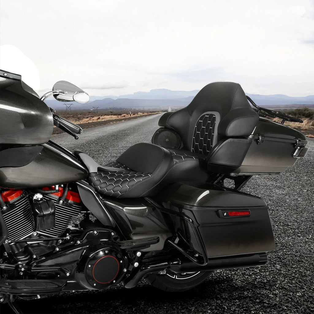 Backrest Black Grey Seat for Harley Touring (2014 - 2023)
