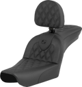 SADDLEMEN RoadSofa Seat for Harley FXDWG (2004–2005) - Lattice Stitch, Driver Backrest