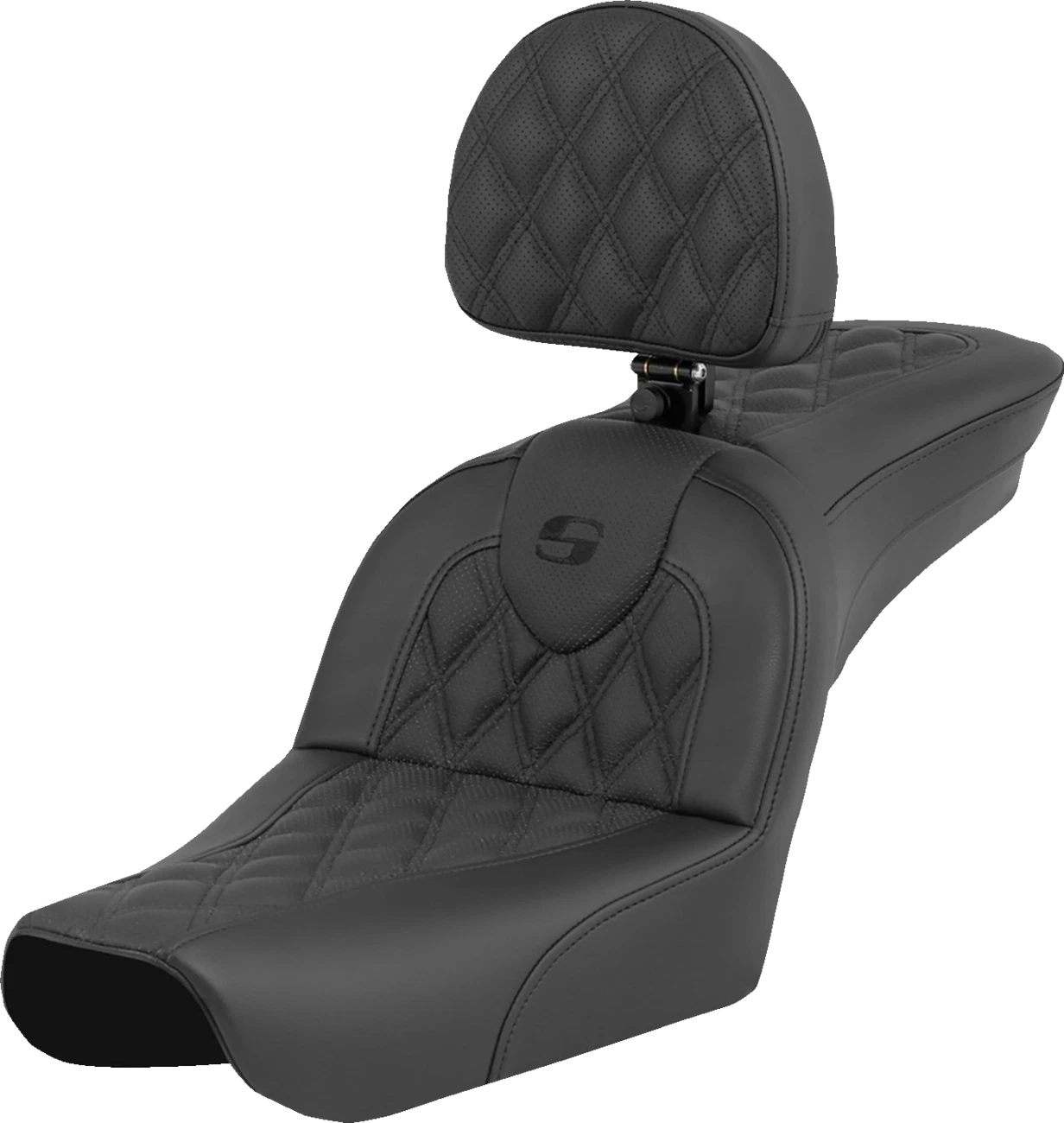 SADDLEMEN RoadSofa Seat for Harley FXDWG (2004–2005) - Lattice Stitch, Driver Backrest