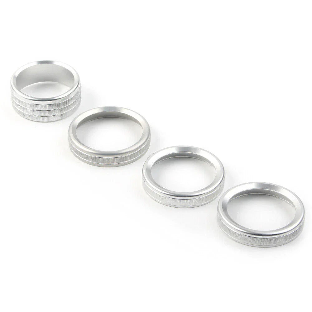 4 x Silver Air Conditioner Knob Ring Covers for Jeep Wrangler JL (2018-2020)