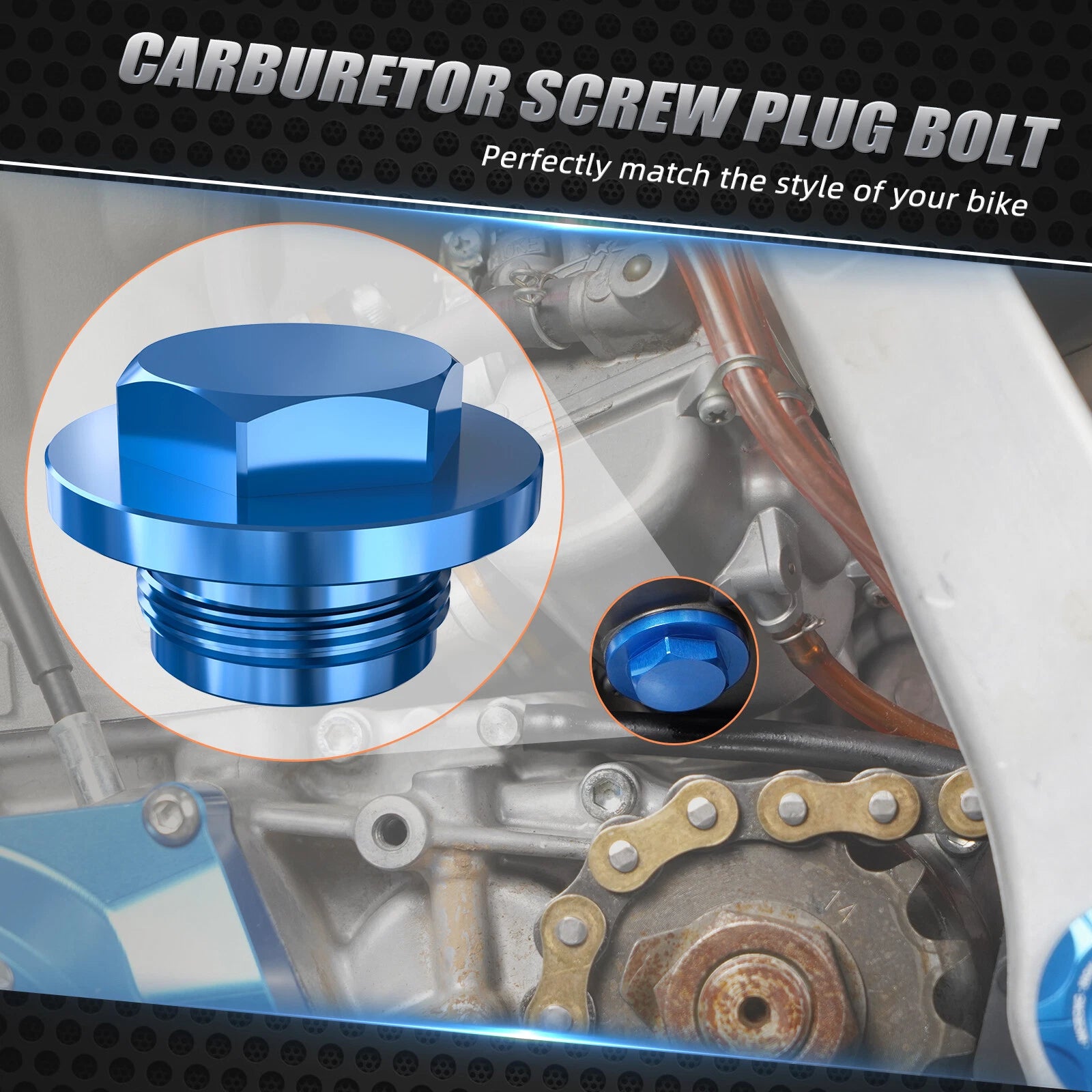 Carburetor Drain Plug Bolt Cap for Yamaha YFZ450 (2004–2009) Aluminum