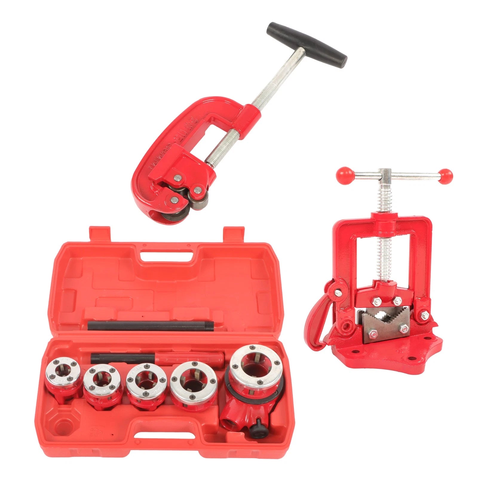 Pipe Threader Ratchet Tool with 5 Dies for Automotive Use
